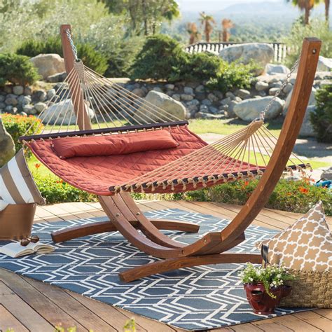 Hammock With Stand Patio Garden Deck Pool Camping Yard Wood Frame