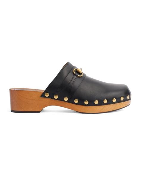 Gucci Leather Clog With Horsebit In Black For Men Lyst