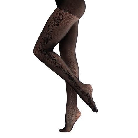 Fishnet Fashion Tights With A Flowers Chusette Fashion Tights