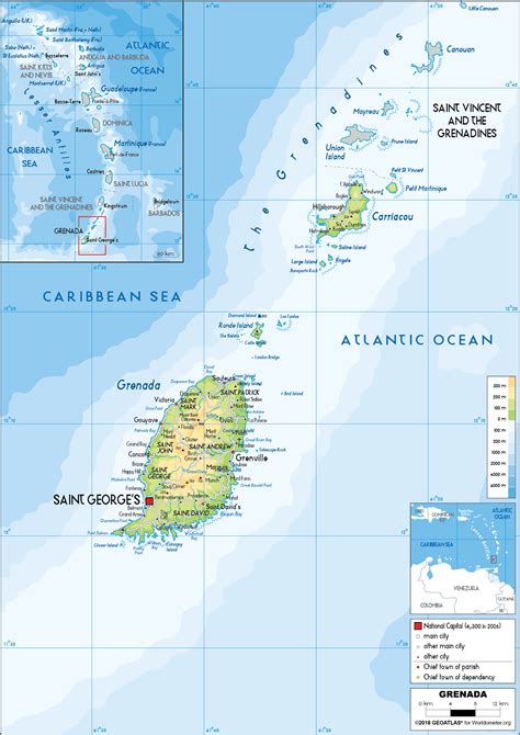 Large Size Physical Map Of Grenada Worldometer