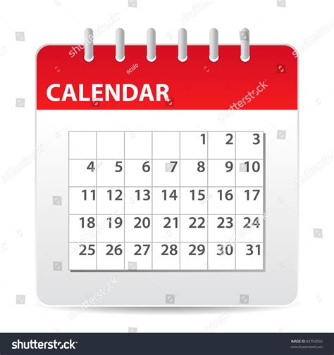 Red Calendar Icon Days Month Stock Vector 83793550 Shutterstock