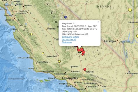 The last time southern california saw such a large earthquake was nearly 20 years ago, when the magnitude 7.1 hector mine quake, centered in a remote part of the mojave desert, shook the region. California earthquake: Live map shows where 7.1 magnitude quake hit along with aftershocks ...