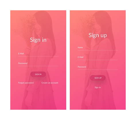 Sign In And Sign Up Screens For Mobile On Behance