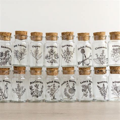 Vintage Wheaton Glass Spice Jars With Cork Tops Sold In Pebble