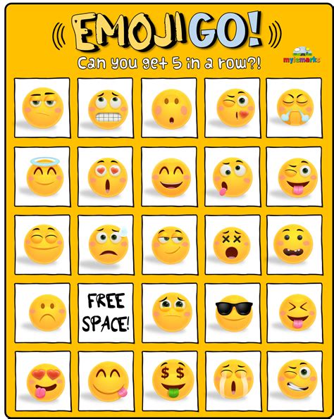 Free Emoji Bingo Printable Free Printable Hub