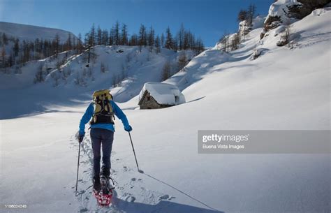 Climber On A Snowy Slope High Res Stock Photo Getty Images