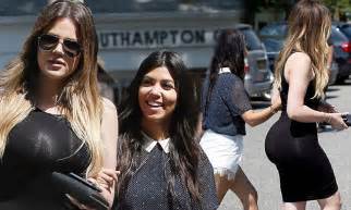 Kourtney And Khloe Kardashian Wear Tight Fitting Outfits As They Totter