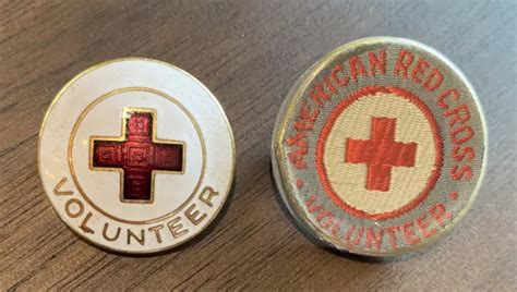 Vintage American Red Cross Volunteer Pin Pinback 1 Cloth Embroidered