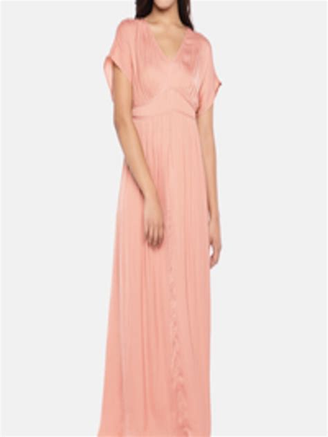 Buy Promod Women Peach Coloured Solid Maxi Dress Dresses For Women