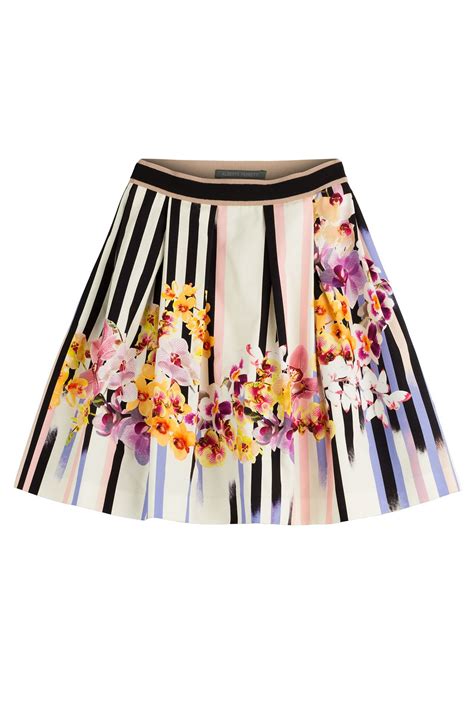 Printed Cotton Skirt Alberta Ferretti Flower Print Skirt Floral Skirt