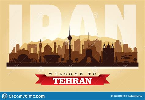 Tehran Famous Buildings Outline Sketch Vector Illustration
