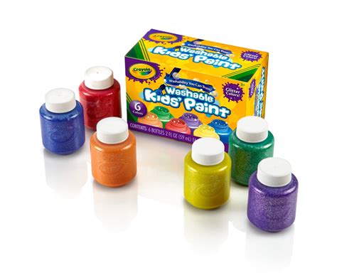 Crayola Washable Project Paint Set Assorted Glitter 2 Oz Set Of 6