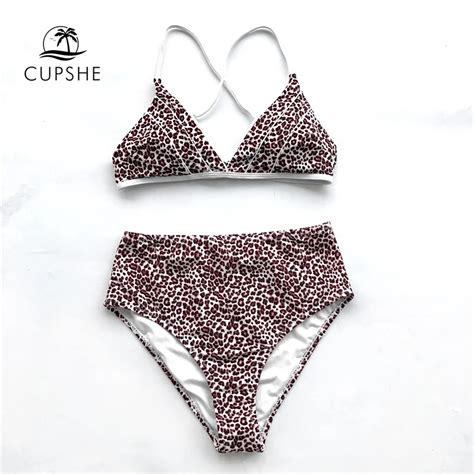 Cupshe Leopard Print High Waisted Bikini Set Women Backless Sexy Two