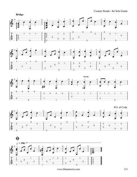Country Roads Fingerstyle Guitar Tab
