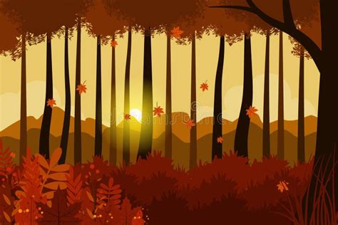 Autumnal Woodland Landscape Stock Vector Illustration Of Forest
