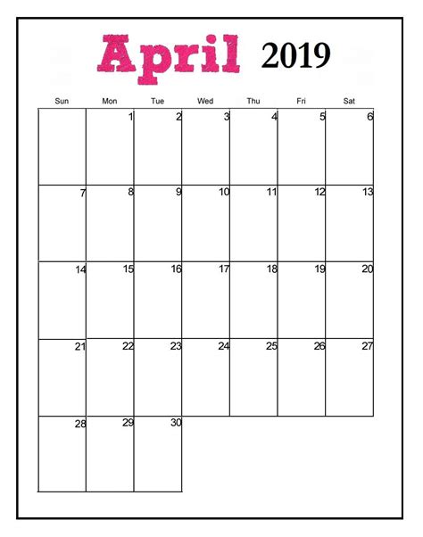 20 Printable Calendar April 2019 Free Download Printable Calendar