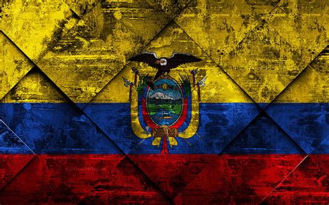 Bandera De Ecuador Arte Grunge Rombo Textura Grunge Bandera