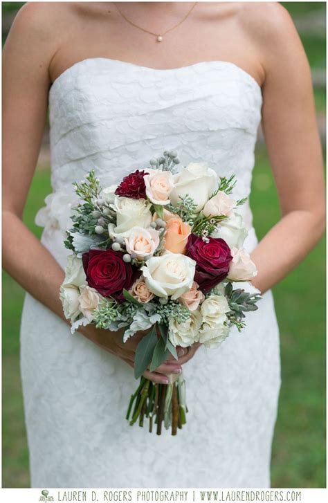 Red Ivory And Peach Bridal Bouquet Classic Wedding Bouquet Wedding