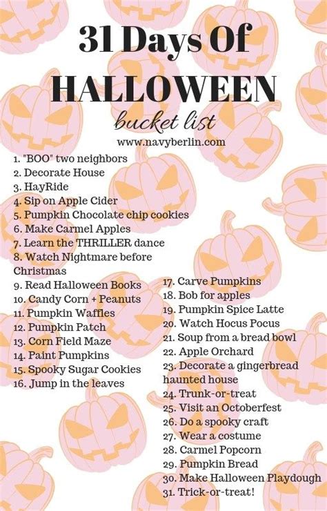 October Bucket List 31 Days Of Fun Halloween Octoberbucketlist