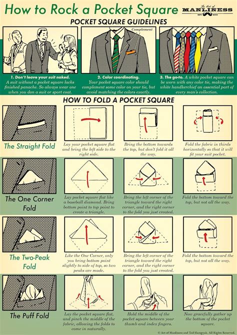 How To Rock A Pocket Square An Illustrated Guide Pocket Square Guide