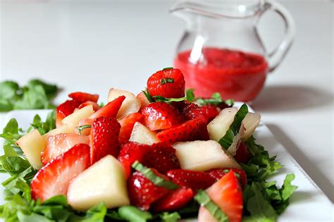 Raspberry Melon Strawberry And Basil Salad With Raspberry