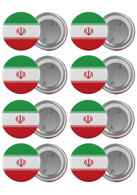 Iran Bayrağı Çanta Rozeti Seti 8 Adet En Büyük Boy 5 8Cm Iğneli B