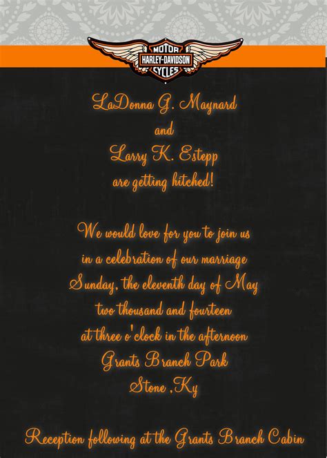 Harley Davidson Themed Wedding Invitation In 5x7 If You Wish To Order