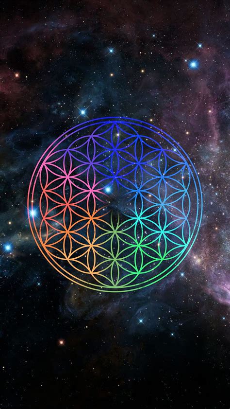 1080p Free Download Flower Of Life Colourful Patterns Rainbow