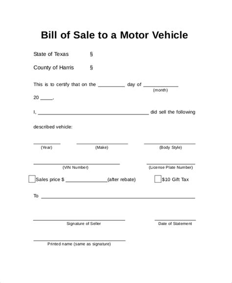 Free 8 Sample Auto Bill Of Sale Templates In Pdf Ms Word