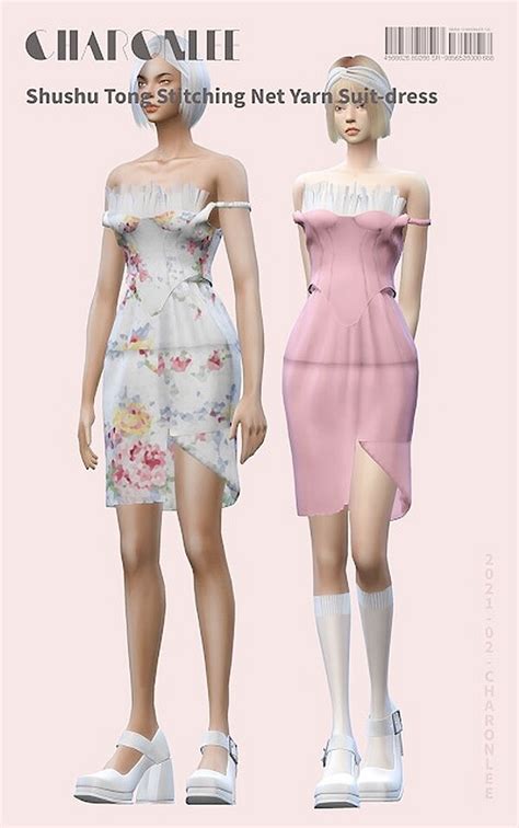 Stitching Net Yarn Suit Dress From Charonlee • Sims 4 Downloads