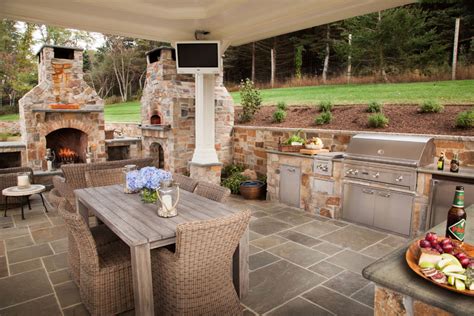 Outdoor Kitchen Fireplace Dinning Davis Landscape Design And Installation