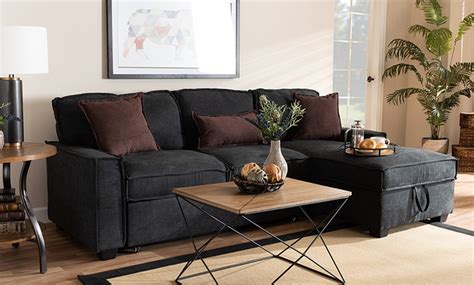 emile fabric right facing storage sectional sofa with pull out bed groupon
