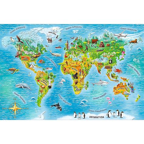 Trefl Puzzle 104 Elements Educational World Map For Children 15557