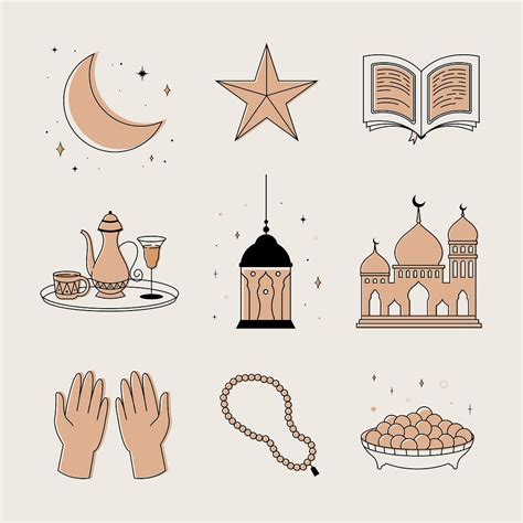 Beige Ramadan Illustration Aesthetic Celebration Premium Vector