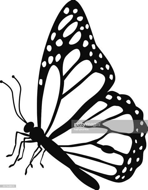 Download Monarch Butterfly Side View In Black And White Vector Art ...