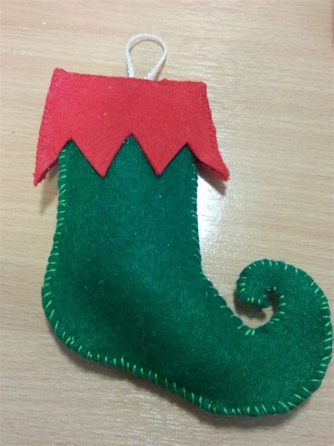Homemade Handstitched Felt Elf Stocking Felt By Amystreasures88 Christmas Crafts Elf Stocking