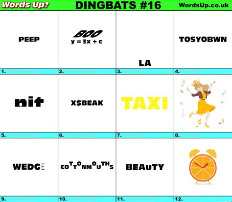 You are basically given an image and you have to correctly guess the correct answers. Words Up? Dingbat Puzzles #R16 | Over 610 Dingbats!