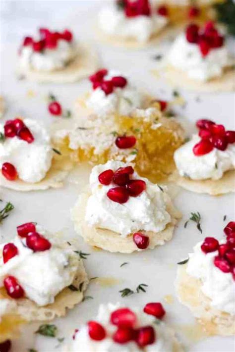 Honey Thyme Whipped Goat Cheese Bites With Pomegranate Baked Ambrosia