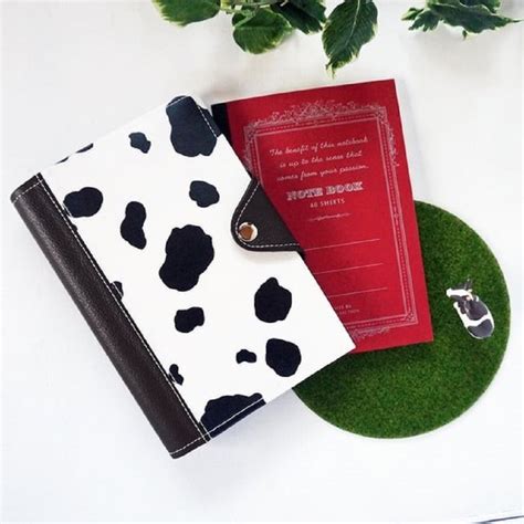 Cow Pattern Monotone Notebook Cover A6size A5size B6size Shop