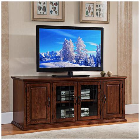 Leick 60 Wide Burnished Oak 4 Door Tv Stand Cabinet 10g90 Lamps Plus