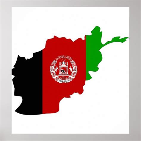 Afghanistan Flag Map Full Size Poster