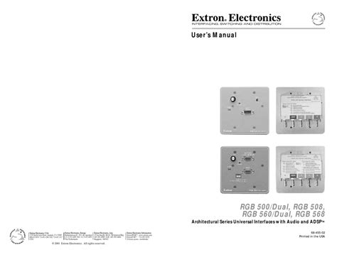Extron Electronics Architectural Series Universal Interfaces With Audio