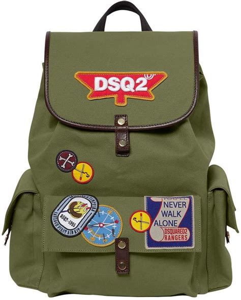 Dsquared2 Patches Cotton Canvas Backpack Canvas Backpack Drawstring