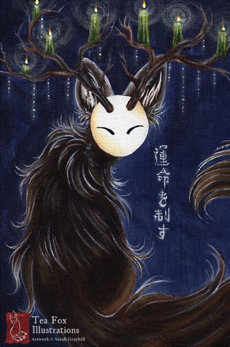 Spirit Guide Japanese Spirit Kitsune Yokai Japanese Art Asian Style 4x6 Glossy Postcard