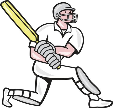 Cricket Player Batsman Batting Kneel Cartoon Cricket Cartoon Graphics