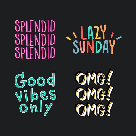 Cute Typography On A Black Background Set Vector Free Image By
