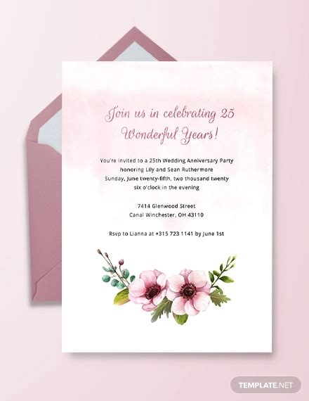 Free 25 Beautiful Anniversary Invitation Card Designs In Psd Ai Ms