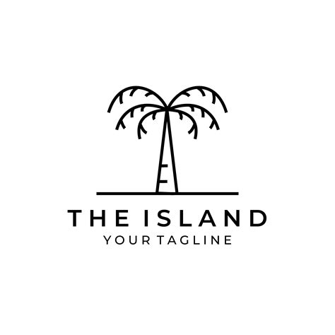Island Paradise Line Art Palm Tree Logo Vector Illustration Design