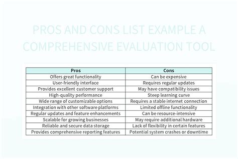 Free Pros And Cons Template Templates For Google Sheets And Microsoft