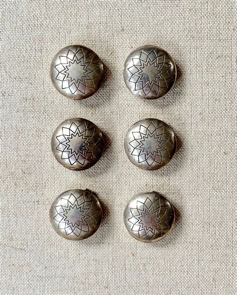 Sterling Silver Button Covers Lot Set Of 6 Vintage Native American